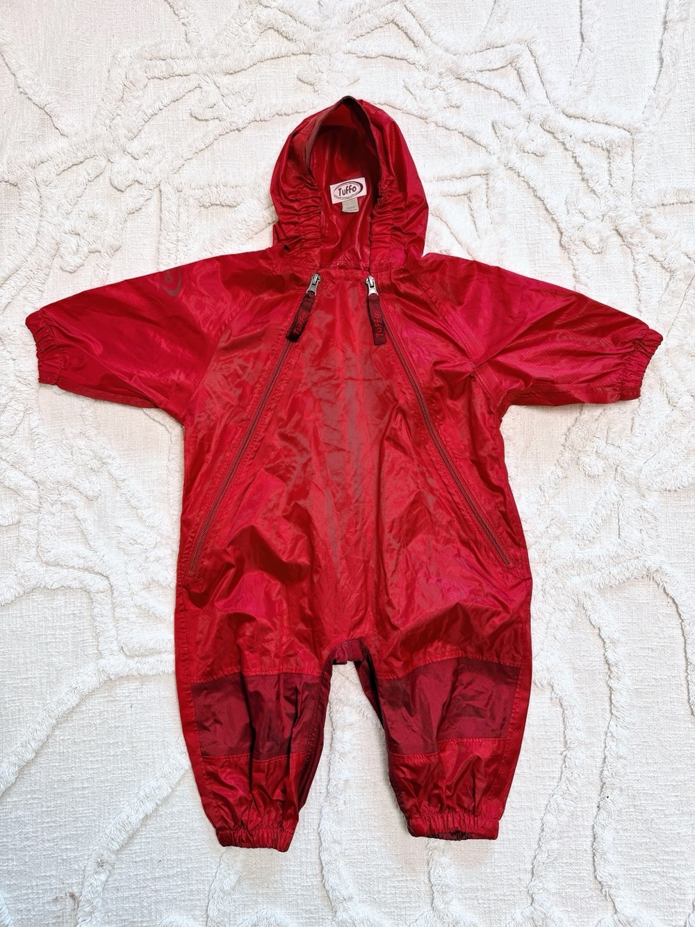 Tuffo Baby 12M Red Waterproof Rain Suit Muddy Buddy Hooded Coverall EUC